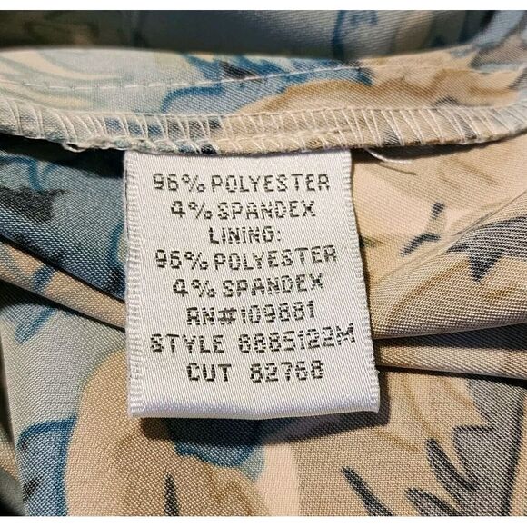 Donna Ricco Blue Green Tan Floral Square Neck Ruche Womens Dress Size‎ 12 - Picture 7 of 13